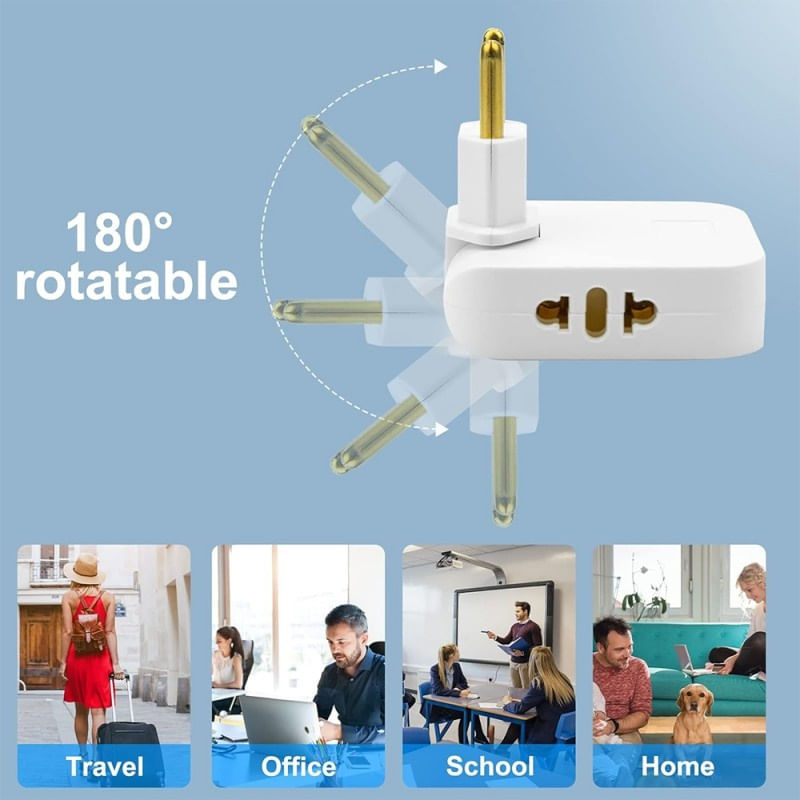Adaptor Triplu Stecher Pentru Priza Techstar® TS-A3 Cu Rotire 180°, 250V, 10A, Compatibil EU/US - 3 | YEO