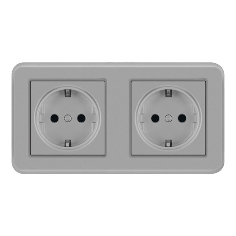 Priza Dubla De Perete Incastrata Techstar® TS-PC, 110-250V, 16A, Ignifuga, 80x151mm