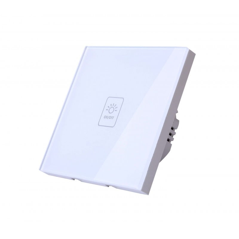 Intrerupator Touch Techstar® TG02, Sticla Securizata, Design Modern, Iluminare LED, 1 Faza, Alb - 1 | YEO
