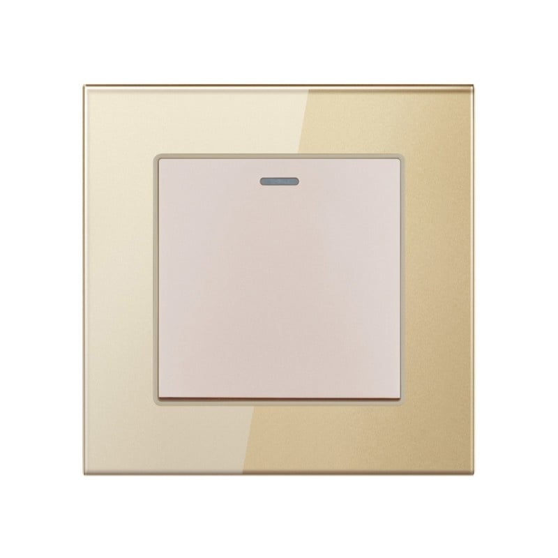 Intrerupator Cap Scara Cu Panou din Sticla Securizata Techstar® TGS 01, 220V, 16A, 86 x 86 mm, Auriu, cu 1 Modul - 4 | YEO