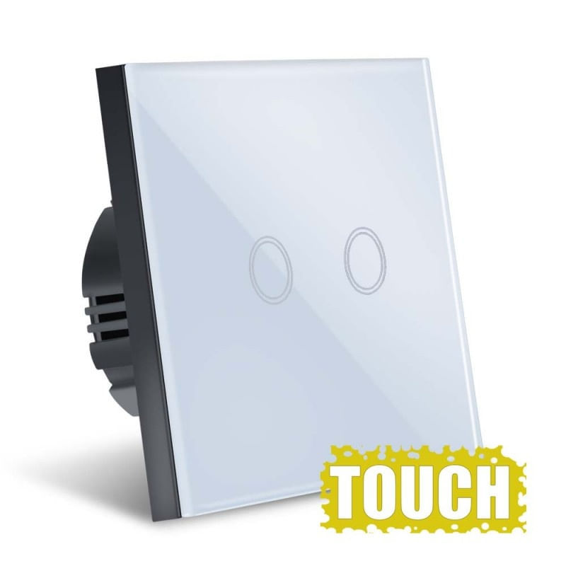 Intrerupator Touch Techstar®, Sticla Securizata, Design Modern, Iluminare LED, 2 Faze, Alb - 2 | YEO