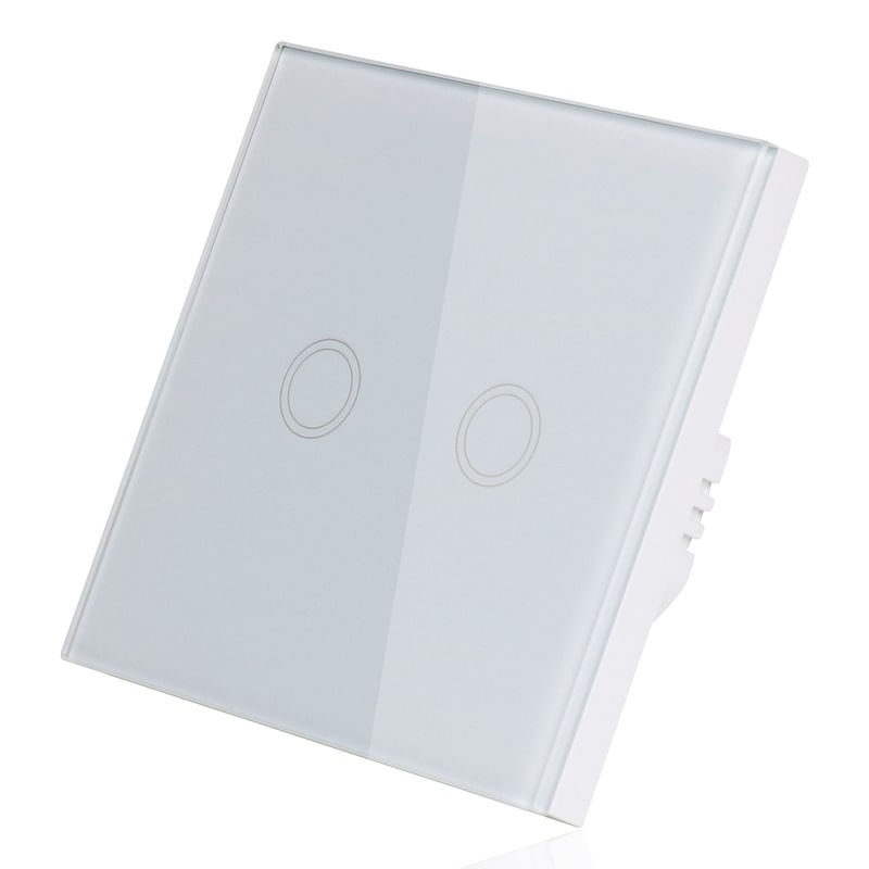 Intrerupator Touch Techstar®, Sticla Securizata, Design Modern, Iluminare LED, 2 Faze, Alb