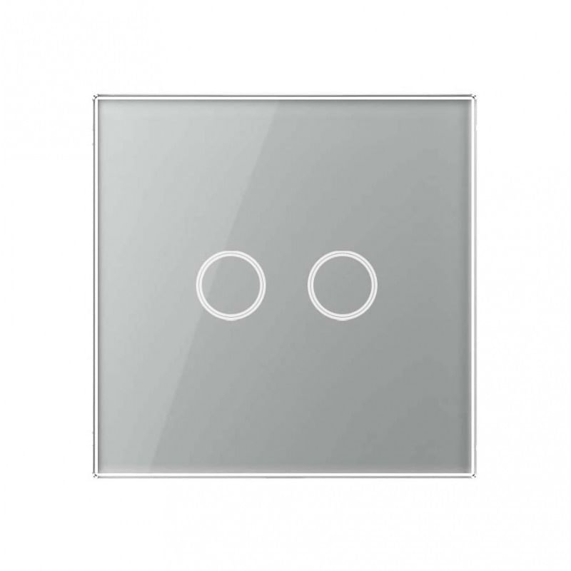 Intrerupator Touch Techstar®, Sticla Securizata, Design Modern, Iluminare LED, 2 Faze, Gri - 1 | YEO