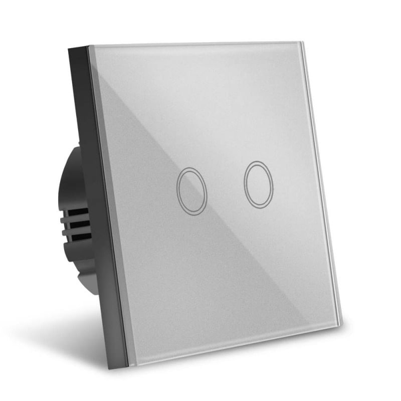 Intrerupator Touch Techstar®, Sticla Securizata, Design Modern, Iluminare LED, 2 Faze, Gri - 2 | YEO