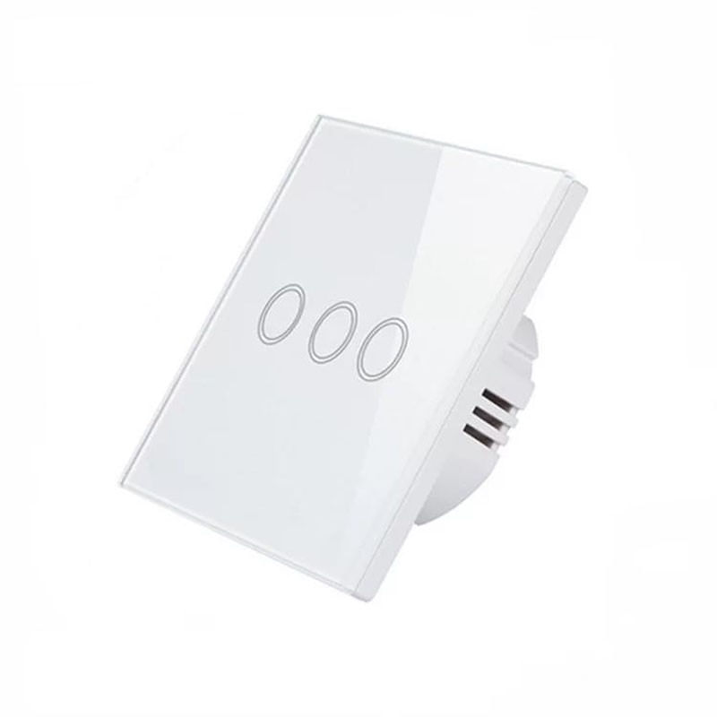 Intrerupator Touch Techstar®, Sticla Securizata, Design Modern, Iluminare LED, 3 Faze, Alb - 1 | YEO