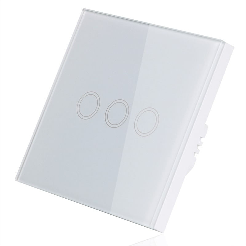 Intrerupator Touch Techstar®, Sticla Securizata, Design Modern, Iluminare LED, 3 Faze, Alb - 4 | YEO