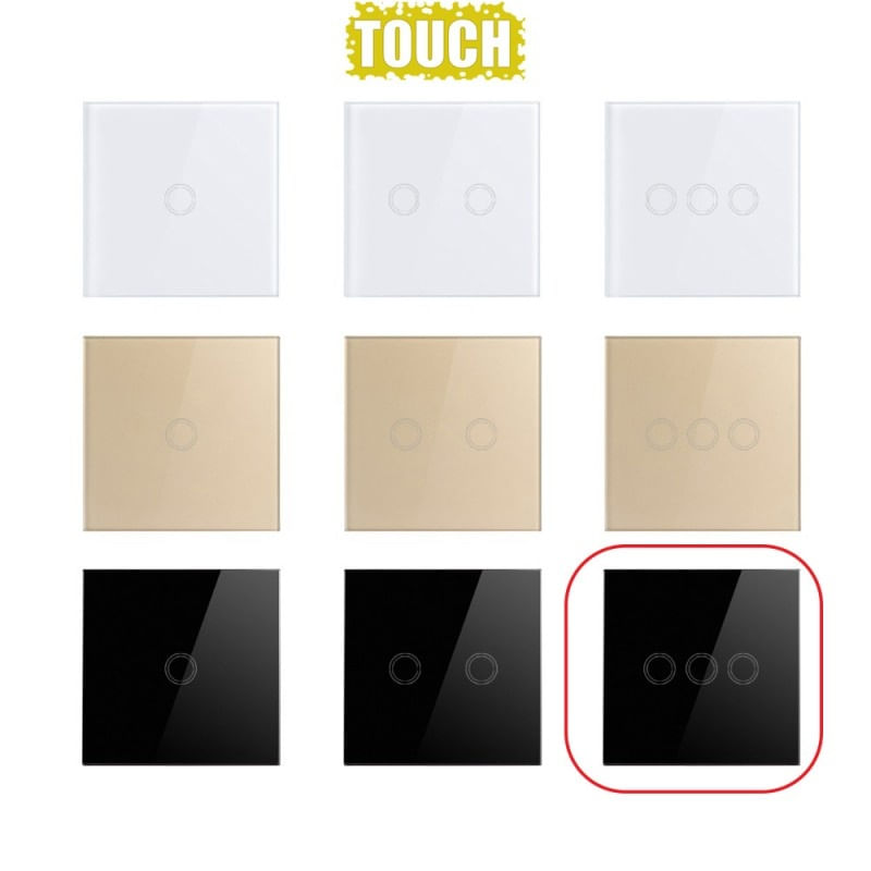 Intrerupator Touch Techstar®, Sticla Securizata, Design Modern, Iluminare LED, 3 Faze, Negru