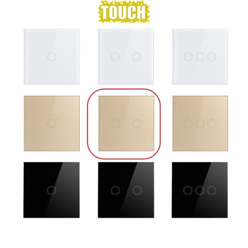 Intrerupator Touch Techstar®, Sticla Securizata, Design Modern, Iluminare LED, 2 Faze, Gold - 1 | YEO