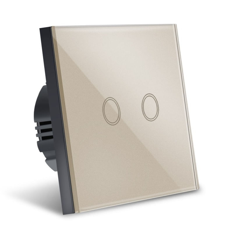 Intrerupator Touch Techstar®, Sticla Securizata, Design Modern, Iluminare LED, 2 Faze, Gold - 2 | YEO