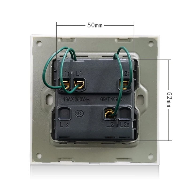 Intrerupator Dublu Cap Scara Cu Panou Din Sticla Securizata Techstar® TGS 01, 220V, 16A, 86 X 86 Mm, Gri, cu 2 Module - 1 | YEO