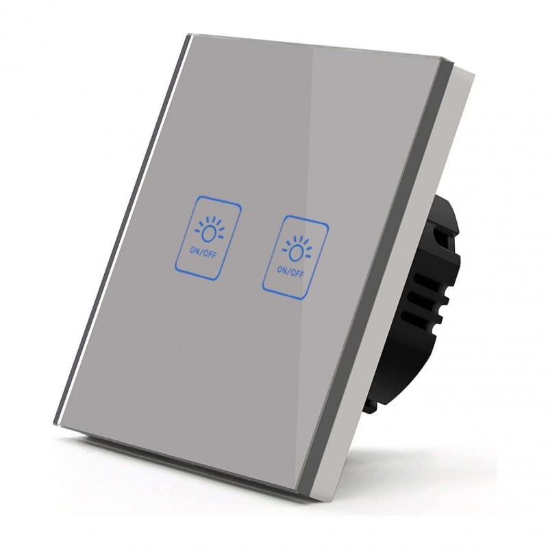 Intrerupator Touch Techstar® TG02, Sticla Securizata, Design Modern, Iluminare LED, 2 Faze, Gri - 2 | YEO