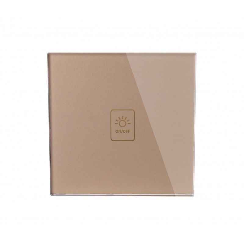 Intrerupator Touch Techstar® TG02, Sticla Securizata, Design Modern, Iluminare LED, 1 Faza, Auriu