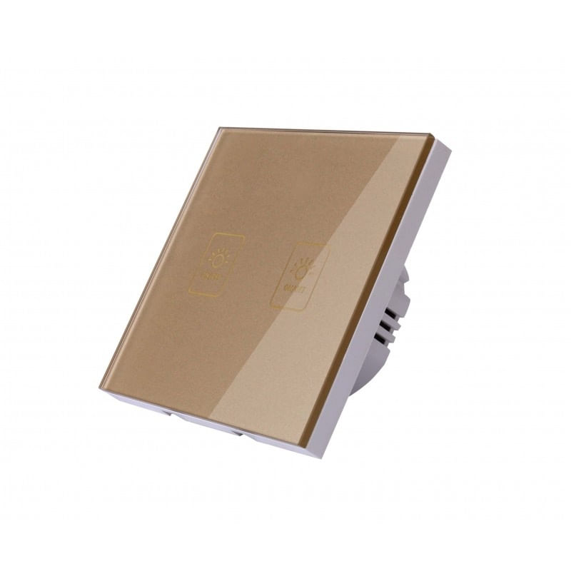 Intrerupator Touch Techstar® TG02, Sticla Securizata, Design Modern, Iluminare LED, 2 Faze, Auriu - 2 | YEO