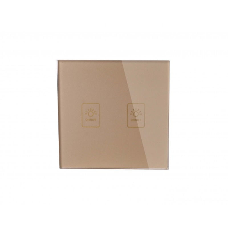 Intrerupator Touch Techstar® TG02, Sticla Securizata, Design Modern, Iluminare LED, 2 Faze, Auriu - 3 | YEO