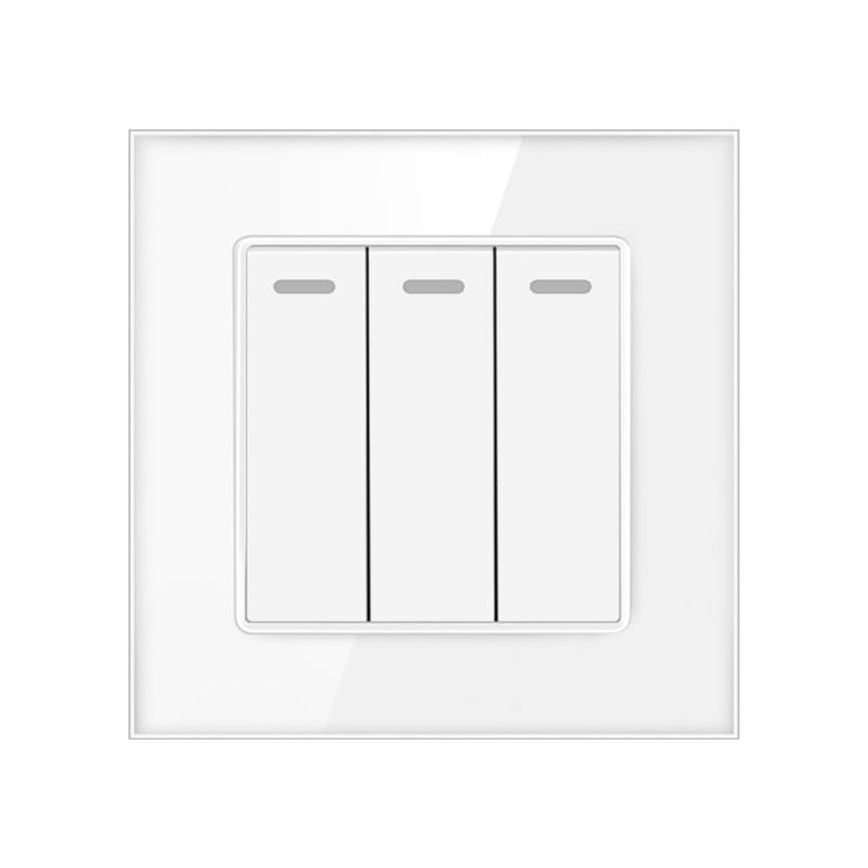 Intrerupator Triplu Cap Scara Cu Panou Din Sticla Securizata Techstar® TGS 01, 220V, 16A, 86 X 86 Mm, Negru, cu 3 Faze - 1 | YEO