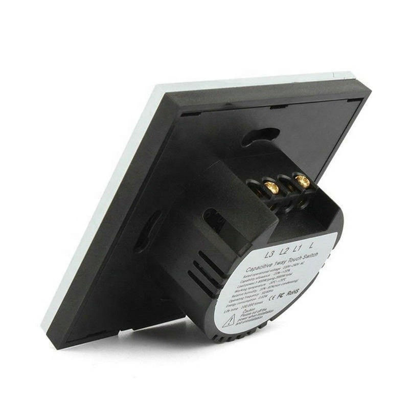 Intrerupator Touch Techstar® TG02, Sticla Securizata, Design Modern, Iluminare LED, 2 Faze, Negru
