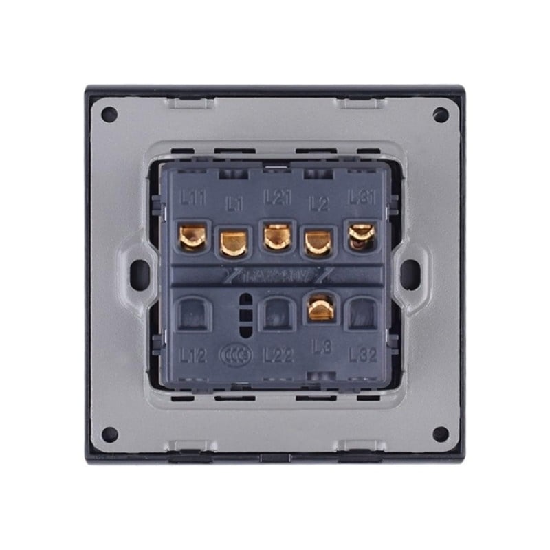 Intrerupator Triplu Cap Scara Cu Panou Din Sticla Securizata Techstar® TGS 01, 220V, 16A, 86 X 86 Mm, Gri, cu 3 Faze - 4 | YEO