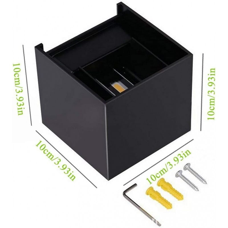 Aplica Exterior Techstar® LED Light CUBE , Putere 6W, A+, Rezistenta la Apa si Praf, Alb Cald, 3000K, Aluminiu, Negru