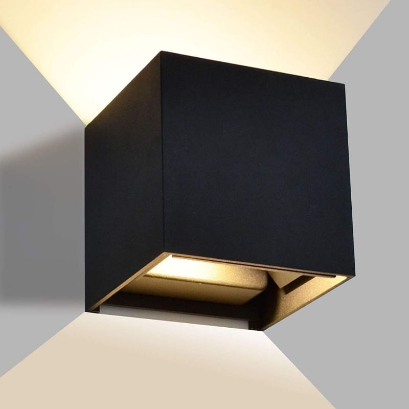 Aplica Exterior Techstar® LED Light CUBE , Putere 6W, A+, Rezistenta la Apa si Praf, Alb Cald, 3000K, Aluminiu, Negru