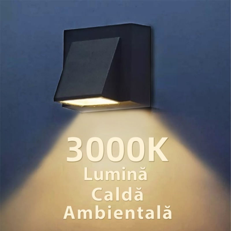 Aplica LED De Perete Pentru Exterior Techstar® CM-DM-BD01, Putere 3W, Culoare Lumina 3000K, 400 lm, 8 x 8 Cm, IP 65 - 2 | YEO