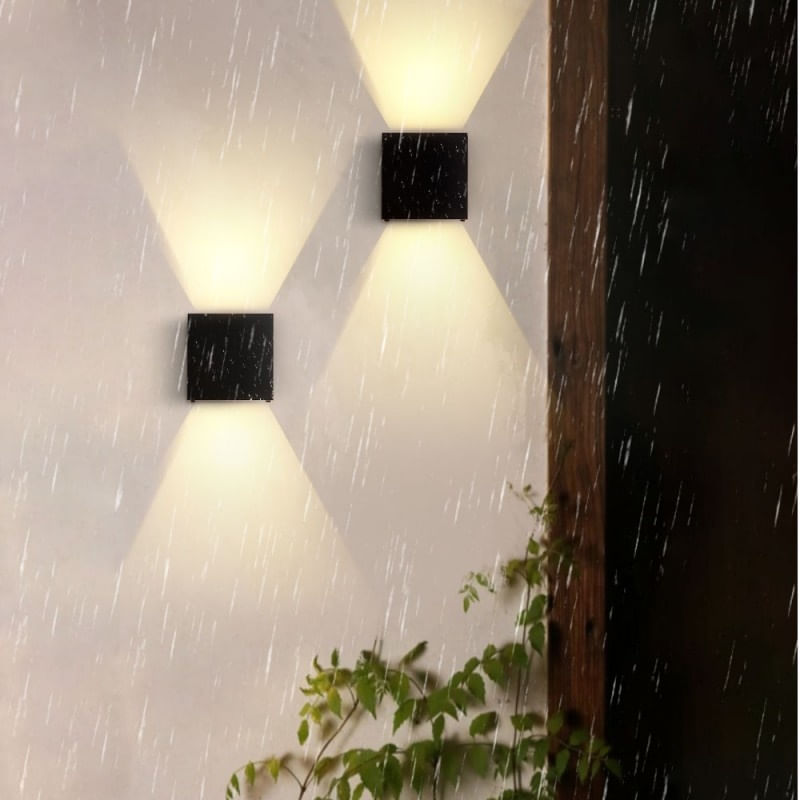 Aplica LED de perete Interior/Exterior Techstar®, Putere 10W, Culoare Lumina 3000K, 1100 lm, 10x10 cm, IP 65, Negru