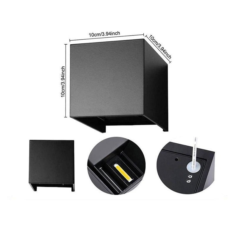 Aplica Exterior Techstar® LED Light CUBE , Putere 6W, Rezistenta la Apa si Praf, Alb Natural, 4000K, Aluminiu, Negru