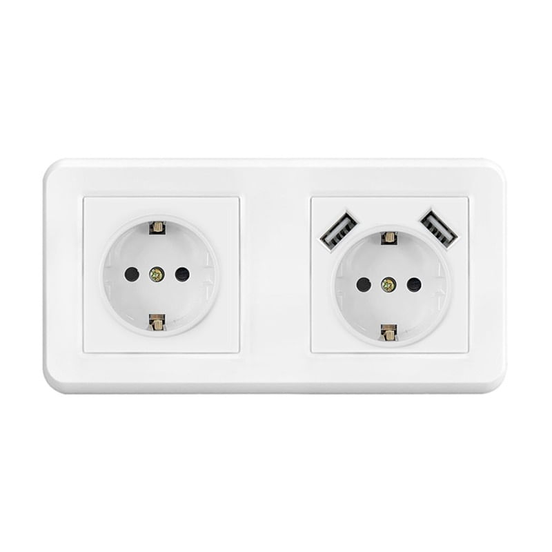 Priza Techstar® PCU2, Dubla, 2 x USB, 2.1 A, Culoare Alb, Policarbonat, 16A - 1 | YEO