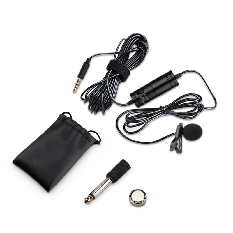 Microfon Lavaliera cu Prindere pt Smartphone si DSLR, Sunet HD, Zgomot Redus, 3.5mm, Buton Comutabil, Clips Prindere - 1 | YEO