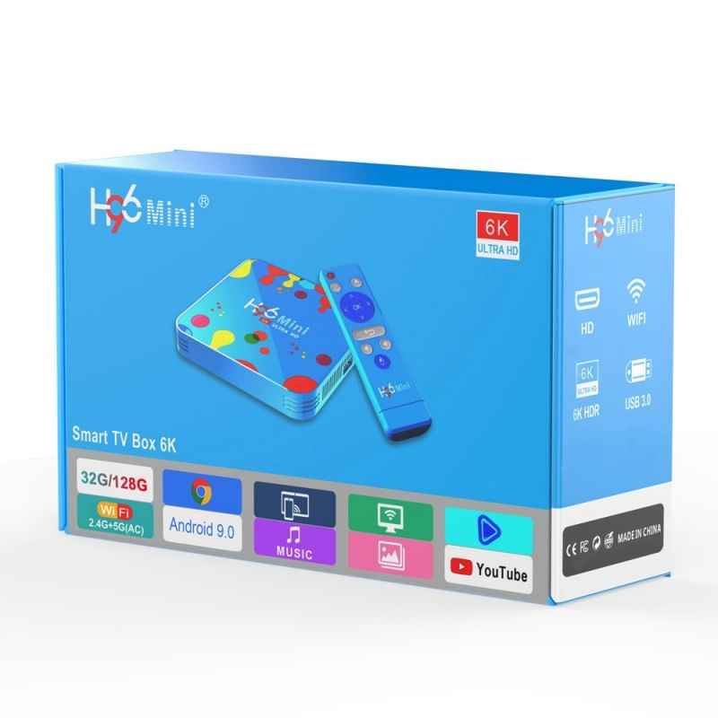 MiniPC TV Box Techstar® H96 Mini H6 4GB RAM + 128GB , 6K Ultra HD, HDR, Android 9, WiFi DualBand, USB 3.0, Bluetooth