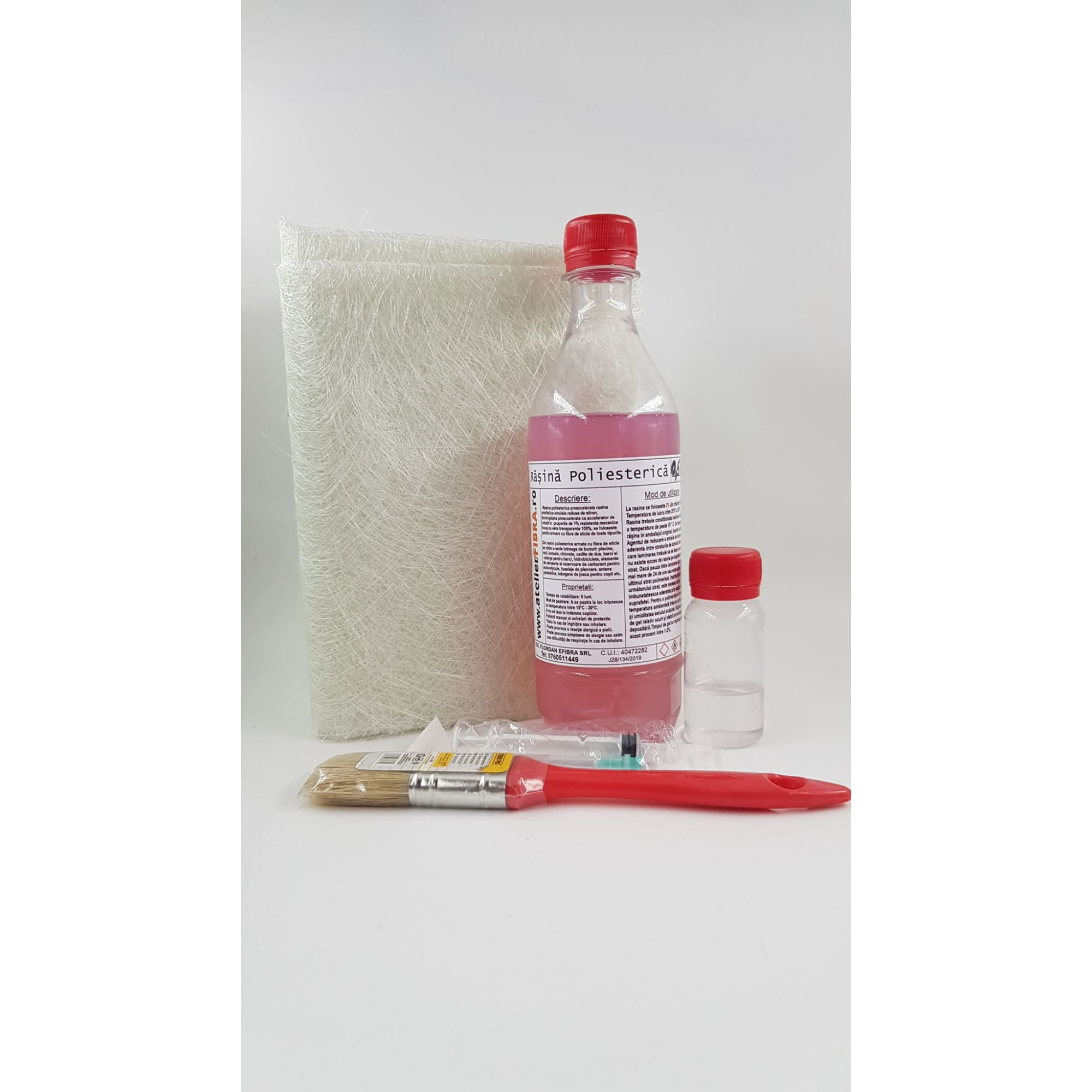 Fibra de sticla si rasina poliesterica pentru reparatii piscine , ambarcatiuni , tuning auto - SMALL kit