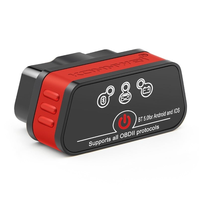 Diagnoza auto OBD2 KONNWEI KW901, Bluetooth 5.0, Buton ON-OFF, compatibil Android iOS, ELM 327 OBDII, Negru/Rosu - 3 | YEO