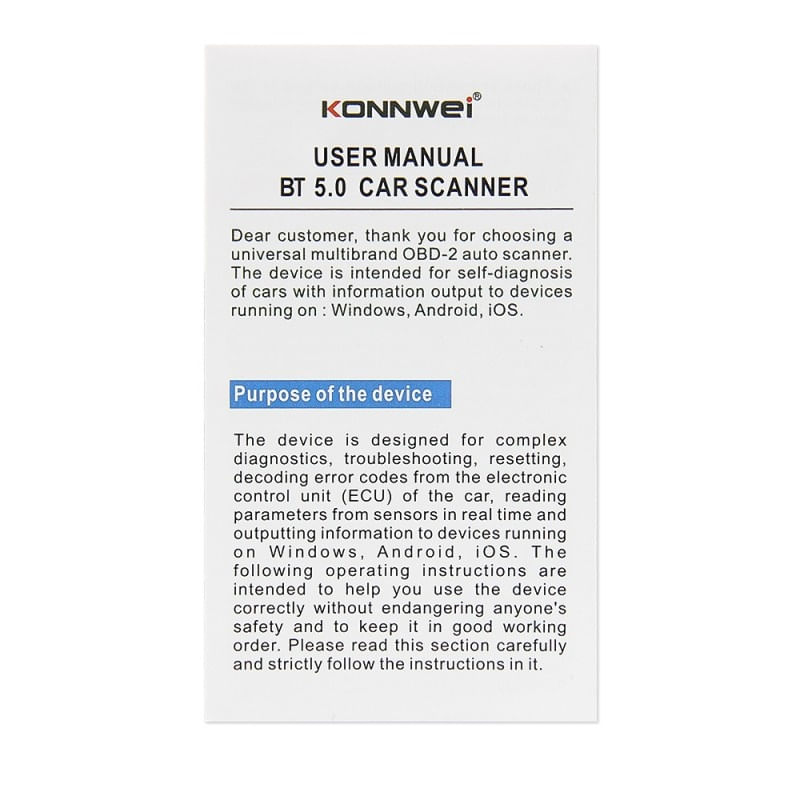 Instrument de scanare si diagnosticare auto, KONNWEI KW902, Mini ELM327, Bluetooth 5.0, OBD2, compatibil cu Android - 1 | YEO