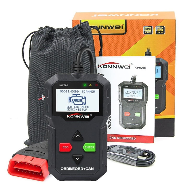 Diagnoza OBD2 KONNWEI KW590, Black, Afisare Erori si Descriere, Resetari, Live Data, ELM 327 OBDII