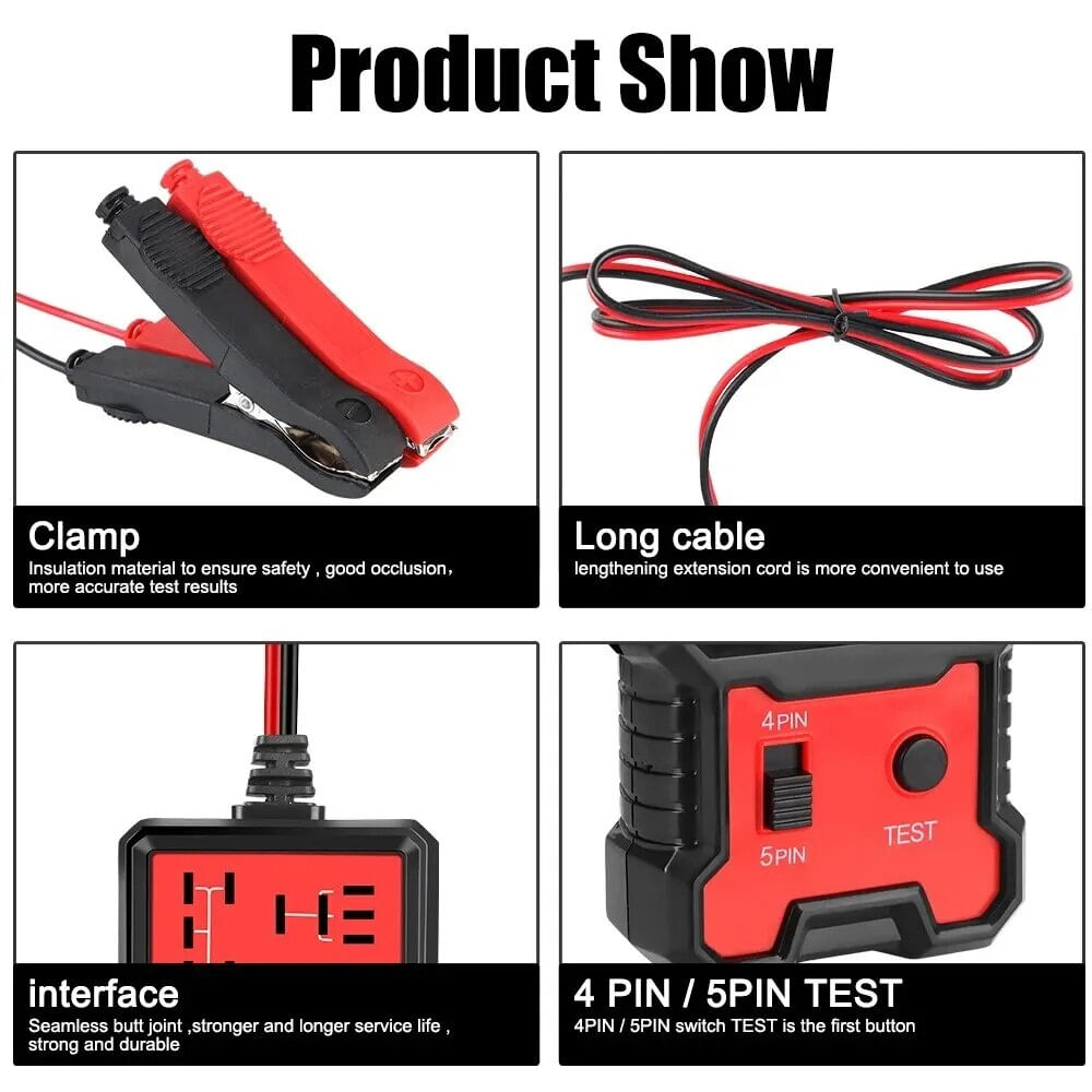 Tester pentru Relee Auto cu Indicator LED, Techstar® CNBJ707, Compatibil 4 si 5 Pini