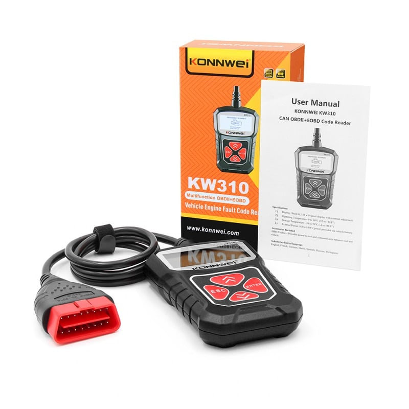 Diagnoza OBD2 KONNWEI KW310, Black, Afisare Erori + Descriere, Resetari, Live Data, ELM 327 OBDII