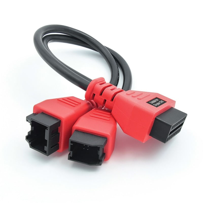 Cablu Adaptor De Diagnosticare Techstar® OBD2 Cu 12 Pini La 8 Pini Pentru Chrysler, Negru/Rosu