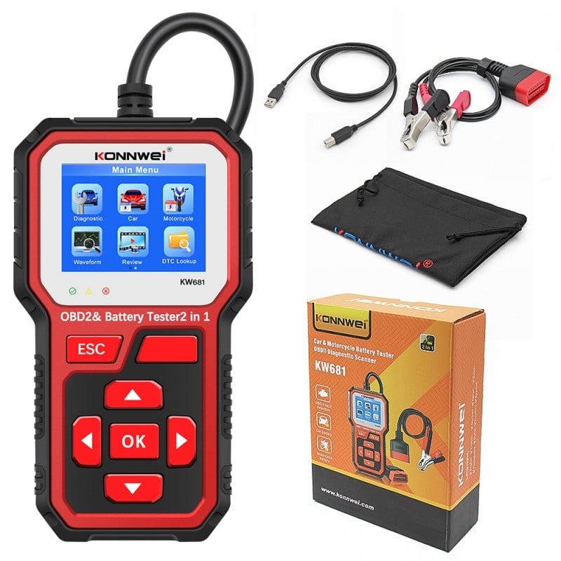 Diagnoza si Tester Baterie Auto 2in1 Konnwei KW681, 6V si 12V, Bluetooth 5.0 Testare Tensiune, Pornire la Rece - 4 | YEO