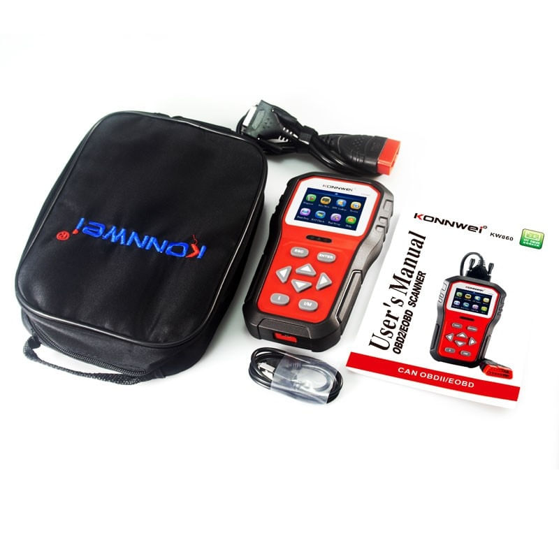 Diagnoza OBD2 KONNWEI KW860, Red, Afisare Erori + Descriere, Resetari, Live Data, Freeze Frame, ELM 327 OBDII