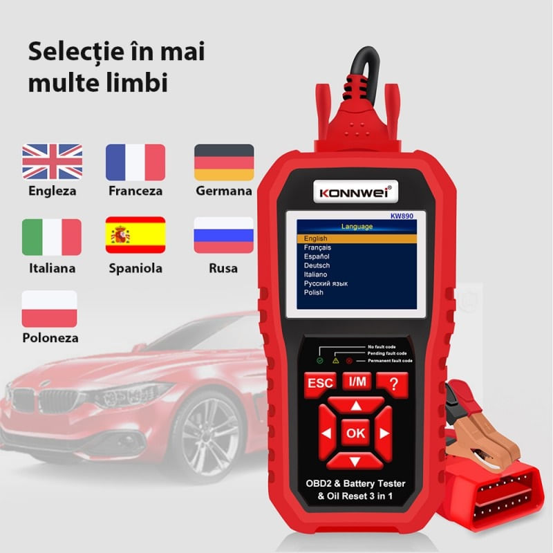 Instrument De Scanare Si Diagnosticare Auto, KONNWEI KW890, OBD2, Display 2.8 Inch, Citirea Si Stergerea Codurilor De - 4 | YEO