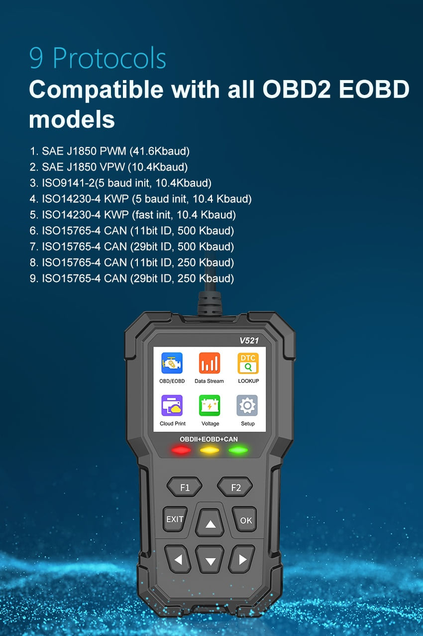 Tester Diagnoza Multimarca Techstar V521, Scanner OBD2 EOBD CAN, Citeste peste 4000 coduri eroare, ARM 32-bit Cortex-M3 - imagine 6