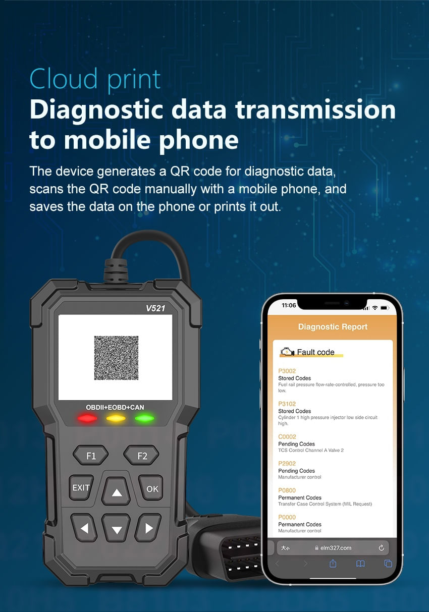 Tester Diagnoza Multimarca Techstar V521, Scanner OBD2 EOBD CAN, Citeste peste 4000 coduri eroare, ARM 32-bit Cortex-M3 - imagine 7
