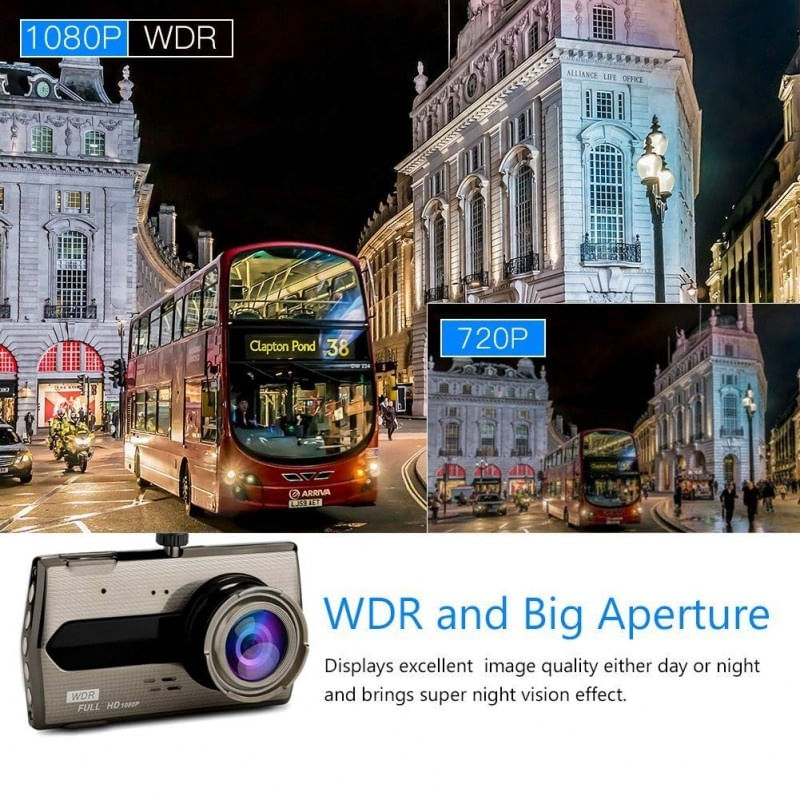 Camera Video Auto DVR Dubla FullHD Techstar® T667 Unghi 170° Display 4