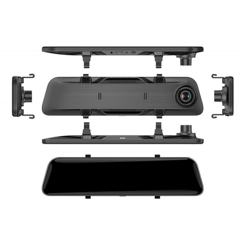 Camera Auto Oglinda cu Touchscreen Techstar® D40, 10 inch, Inregistrare Duala Fata/Spate Marsarier, 1080P FullHD, Unghi