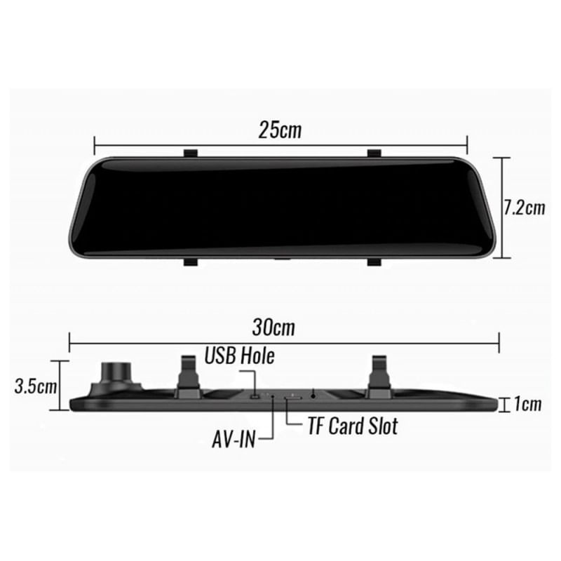Camera Auto Oglinda cu Touchscreen Techstar® D40, 10 inch, Inregistrare Duala Fata/Spate Marsarier, 1080P FullHD, Unghi - 4 | YEO