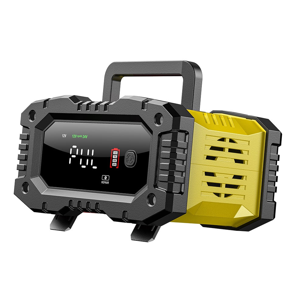 Redresor Auto Digital FOXSUR 12V/24V 10A cu Ecran LED, Incarcare Baterii 6Ah-200Ah, Functie de Reparatie prin