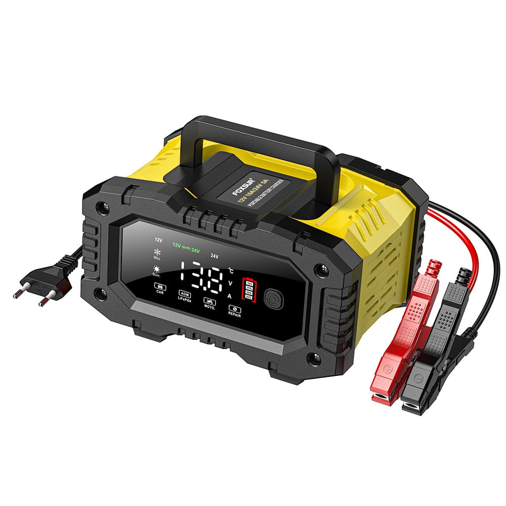 Redresor Auto Digital FOXSUR 12V/24V 10A cu Ecran LED, Incarcare Baterii 6Ah-200Ah, Functie de Reparatie prin - 2 | YEO