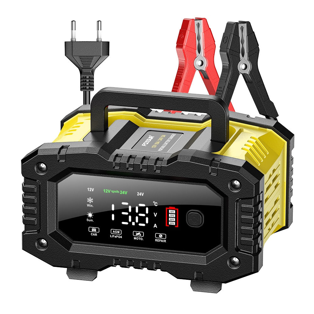 Redresor Auto Digital FOXSUR 12V/24V 10A cu Ecran LED, Incarcare Baterii 6Ah-200Ah, Functie de Reparatie prin - imagine 5