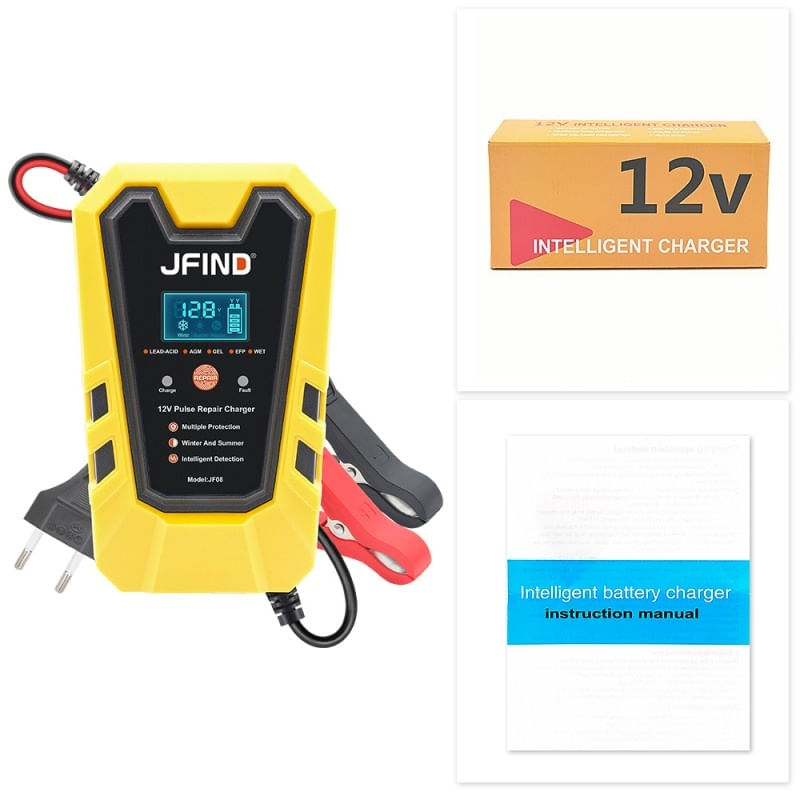 Incarcator Inteligent pentru Baterie Auto Jfind, 12V, 6A, 90W, Functie Puls de Reparare, Afisaj LCD, Masina, Camion - 3 | YEO