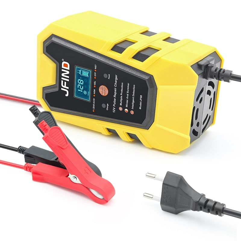 Incarcator Inteligent pentru Baterie Auto Jfind, 12V, 6A, 90W, Functie Puls de Reparare, Afisaj LCD, Masina, Camion - 4 | YEO