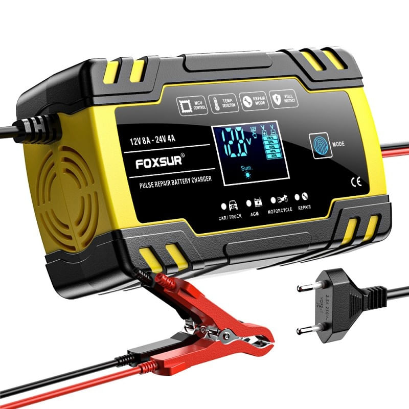 Incarcator Baterie Auto Cu Microprocesor Foxsur B0228-Y, 12/24V, 4/8A, Display LCD, Functie De Reparare Cu Puls - 2 | YEO